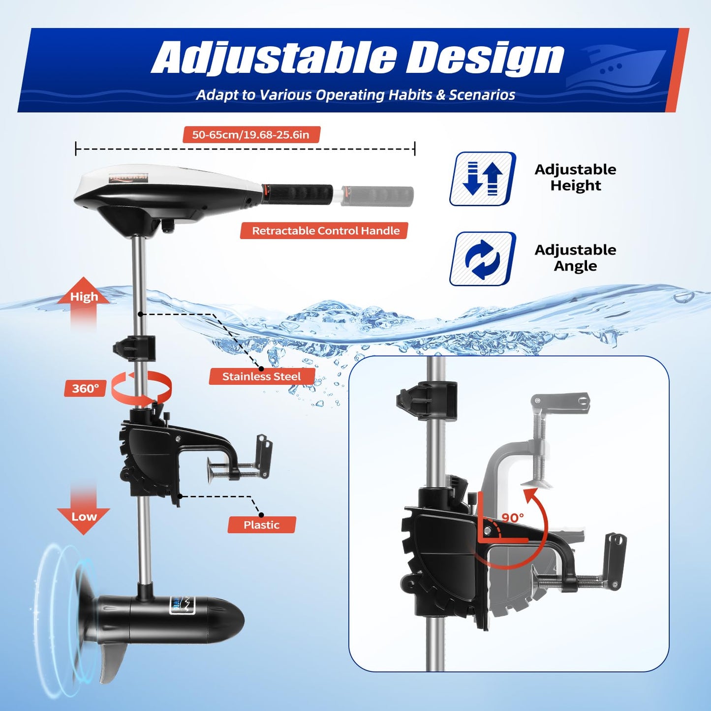 Motor eléctrico para barco, motor fueraborda de 12 V, barco eléctrico, 5 marchas adelante, 2 marchas atrás, motor fueraborda, motor de barco, motor eléctrico, barco inflable