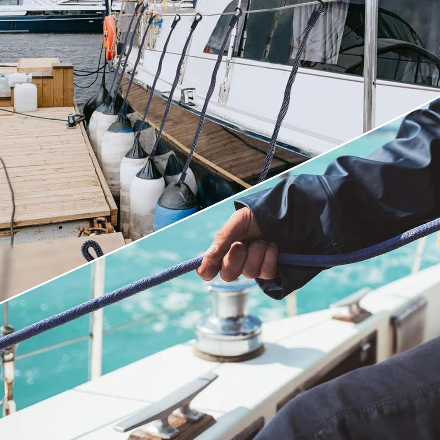 4 Piezas Cuerda de Amarre, Cuerda de Amarre para Muelle, Amarre de Cuerda de Navegación, Cuerdas de Amarre para Barcos, Material PP, se Puede Utilizar para Barcos y Otros Deportes Acuáticos