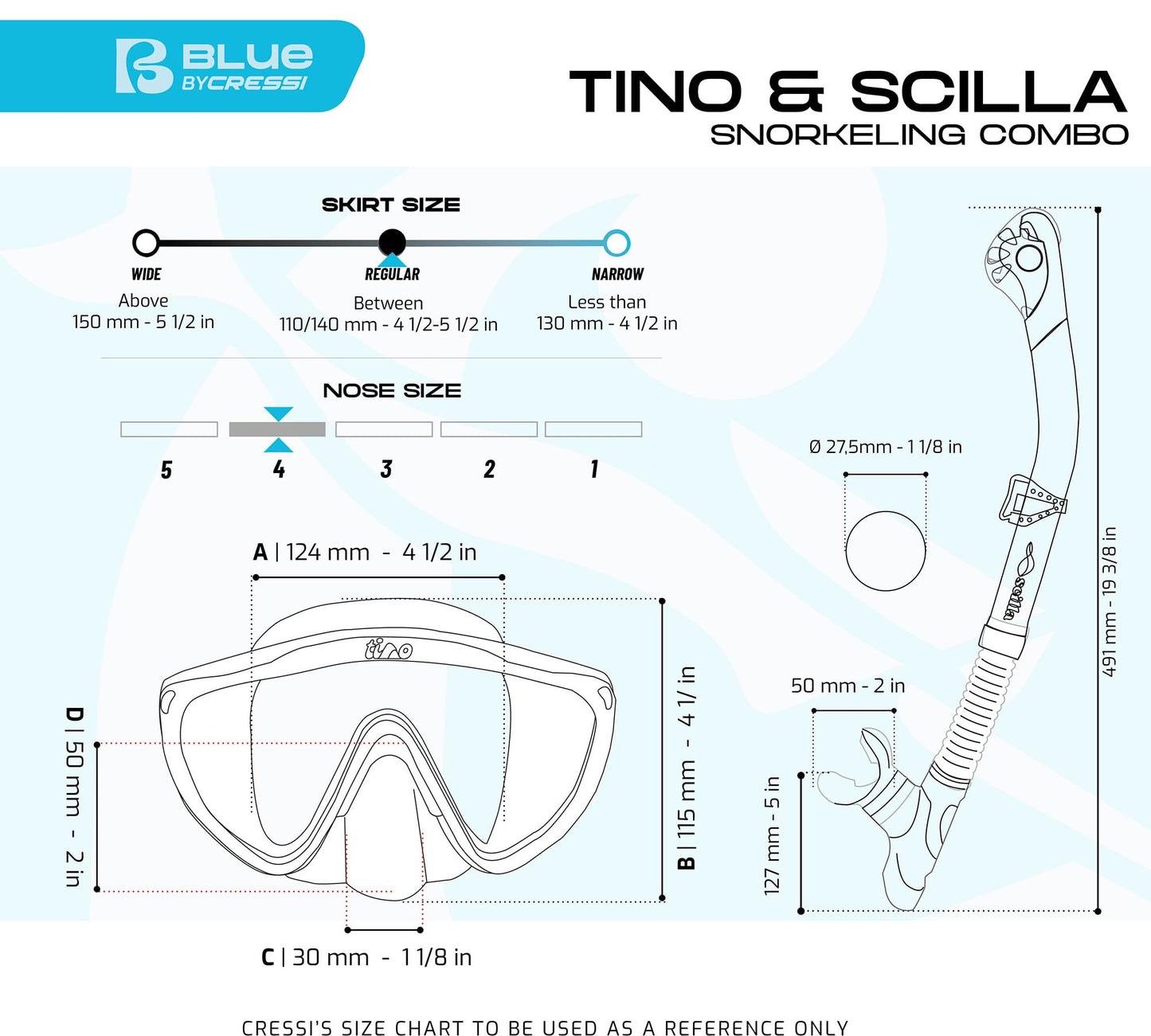 Cressi Tino & Scilla Mask & Snorkel Kits, Claro/Navy