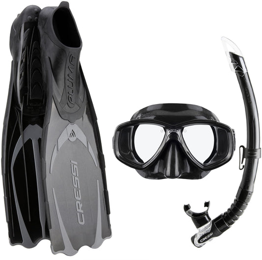 Cressi Pluma Pack de Snorkel, Unisex, Negro/Gris, 41/42