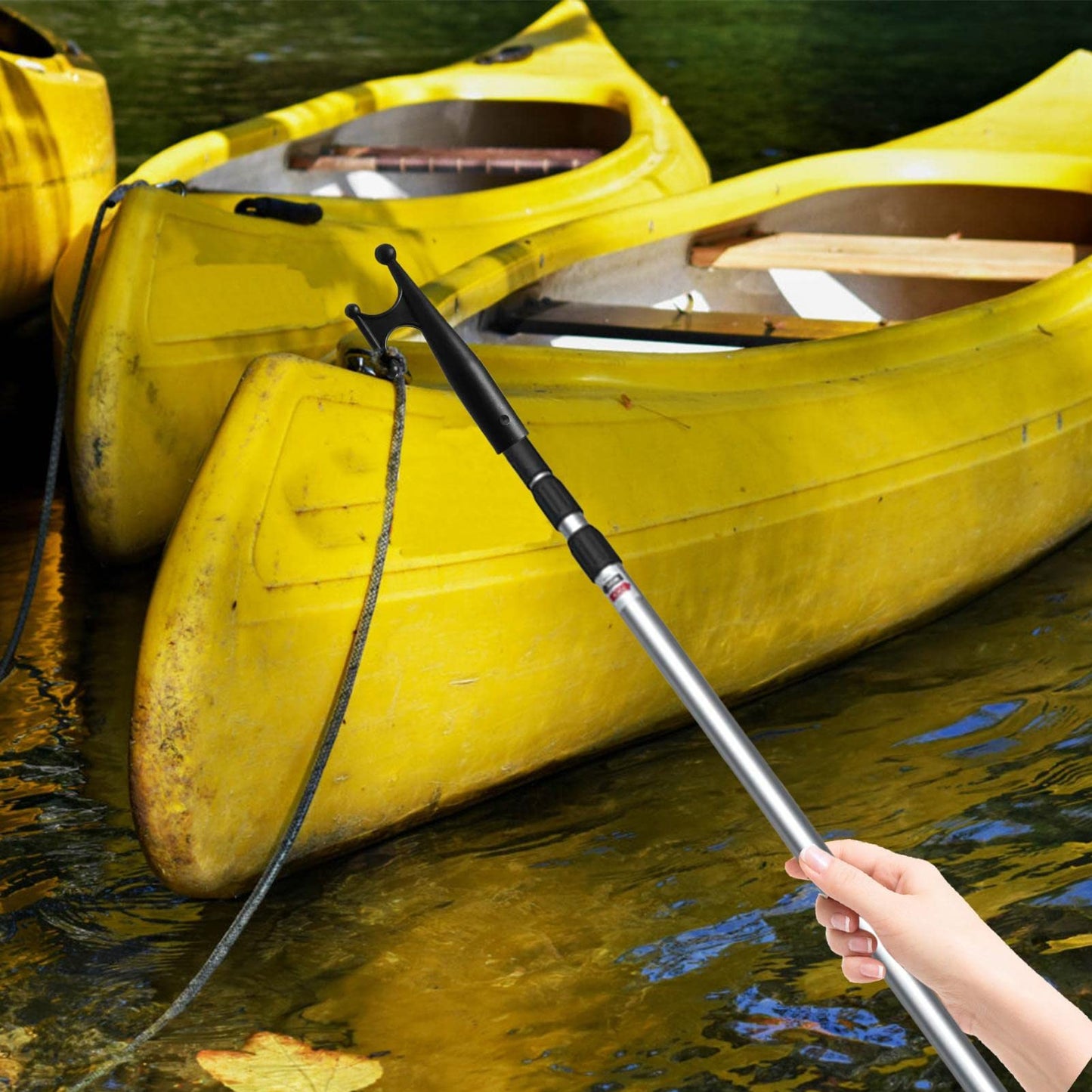 itrimaka Bichero telescópico, Gancho de Poste de extensión de Barco Ligero, Gancho de Remolque de Bote Salvavidas Multiusos, Balsas, Gancho de Amarre de Kayaks, Accesorio de Acoplamiento de Barcos