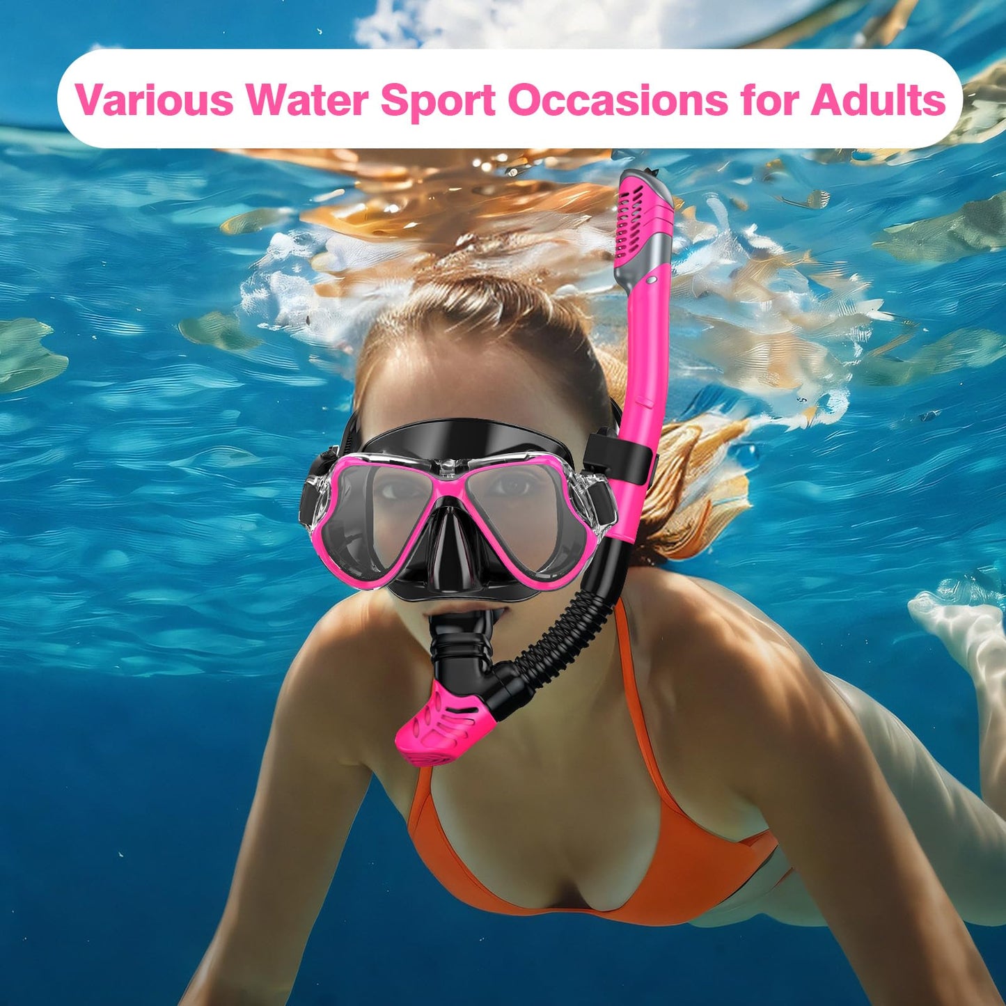 Adicop Snorkel Gafas de Buceo Adulto Máscara de Esnórquel para Adultos Juego de Máscara y Tubo Snorkel de Esnórquel