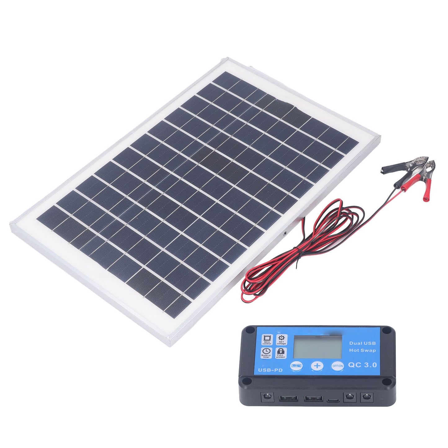 Kit de Panel Solar de 50W y 18V, con Controlador de Carga, Paneles solares portátiles para Exteriores, RV, Barco, Remolque, Camper