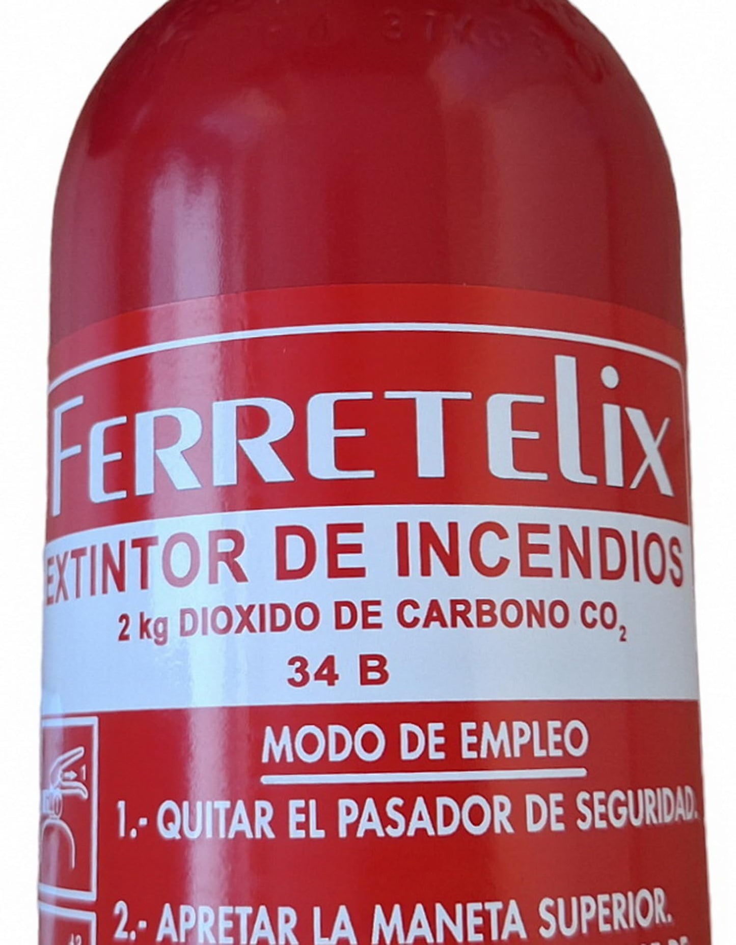 Ferretelix. Extintor CO2 2 kg dioxido de carbono ALTA EFICACIA 34B incluye soporte de pared (no deja residuos) FECHA DE FABRICACION 2024