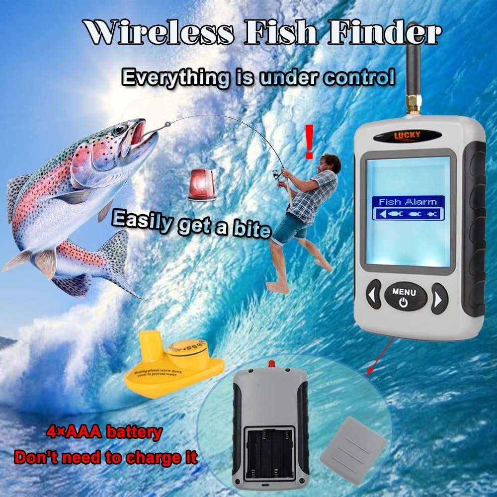 LUCKY Inalámbrico Buscador de Peces Sensor de Sonda Portátil Sonda de Buscador de Peces Pantalla LCD Sondas de Profundidad para Pesca Pesca en Hielo Pesca en Kayak