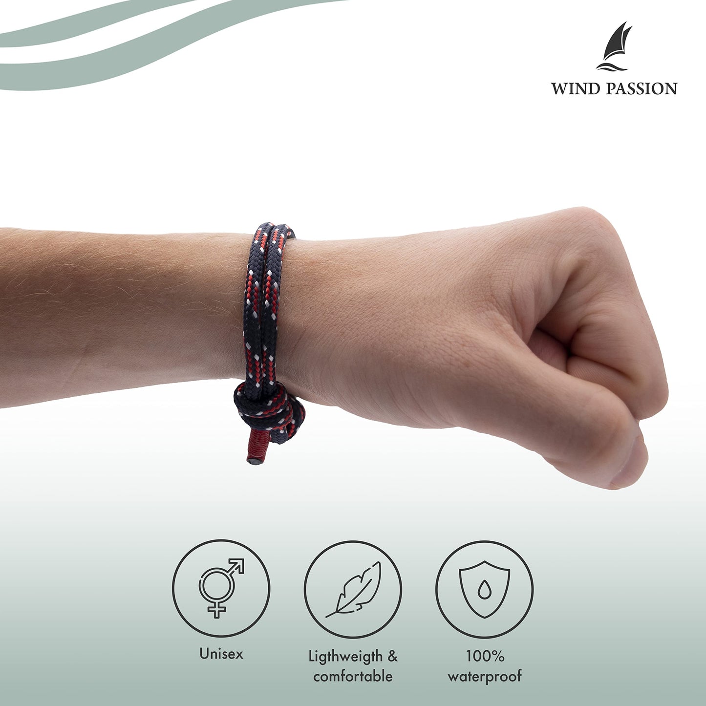 Wind Passion - Pulsera de Cuerda Nautica para Hombre y Mujer | Brazalete Hilo Paracord Trenzada | Pulseras Surf Hechas a Mano perfectamente Ajustables