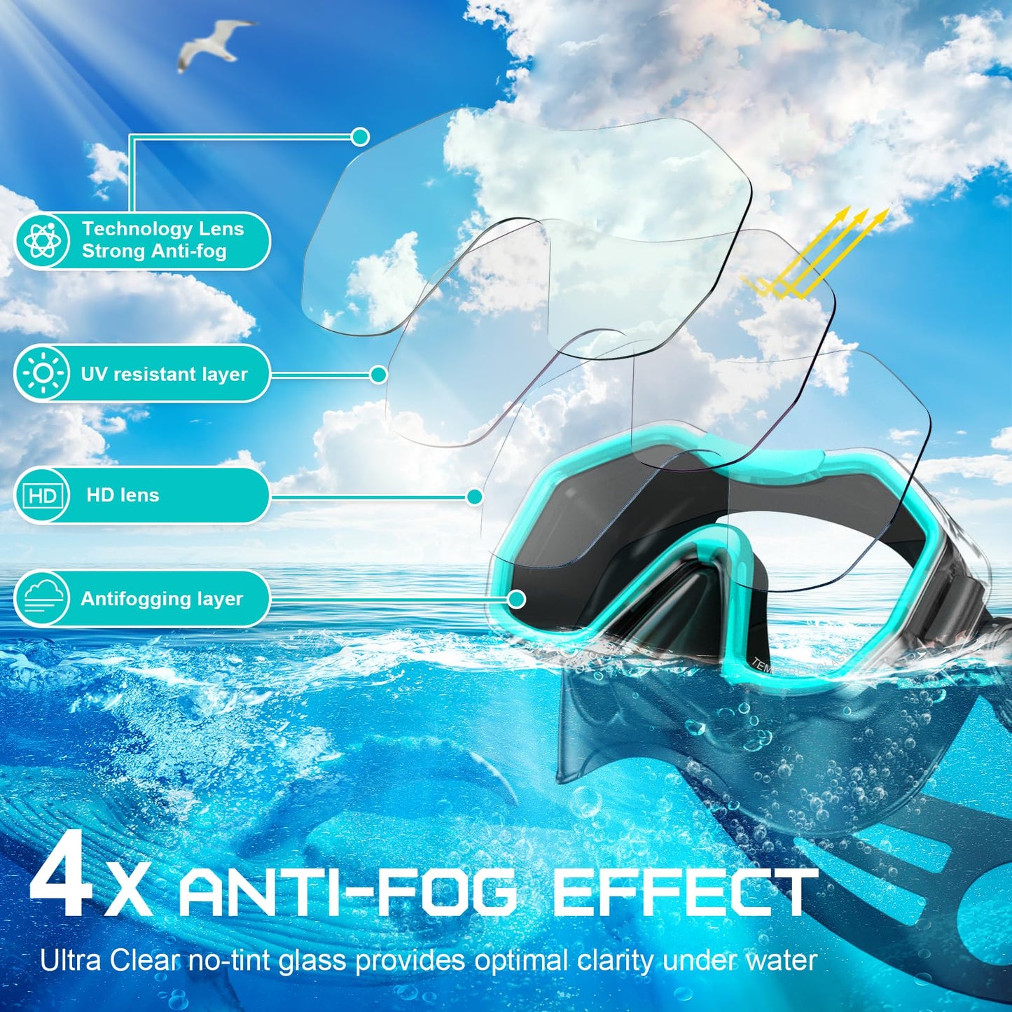 iParaAiluRy Snorkel Gafas Buceo Adulto Mascara Snorkel con Máscara Antivaho, Gafas de Buceo Adulto para Snorkel Natación y Buceo