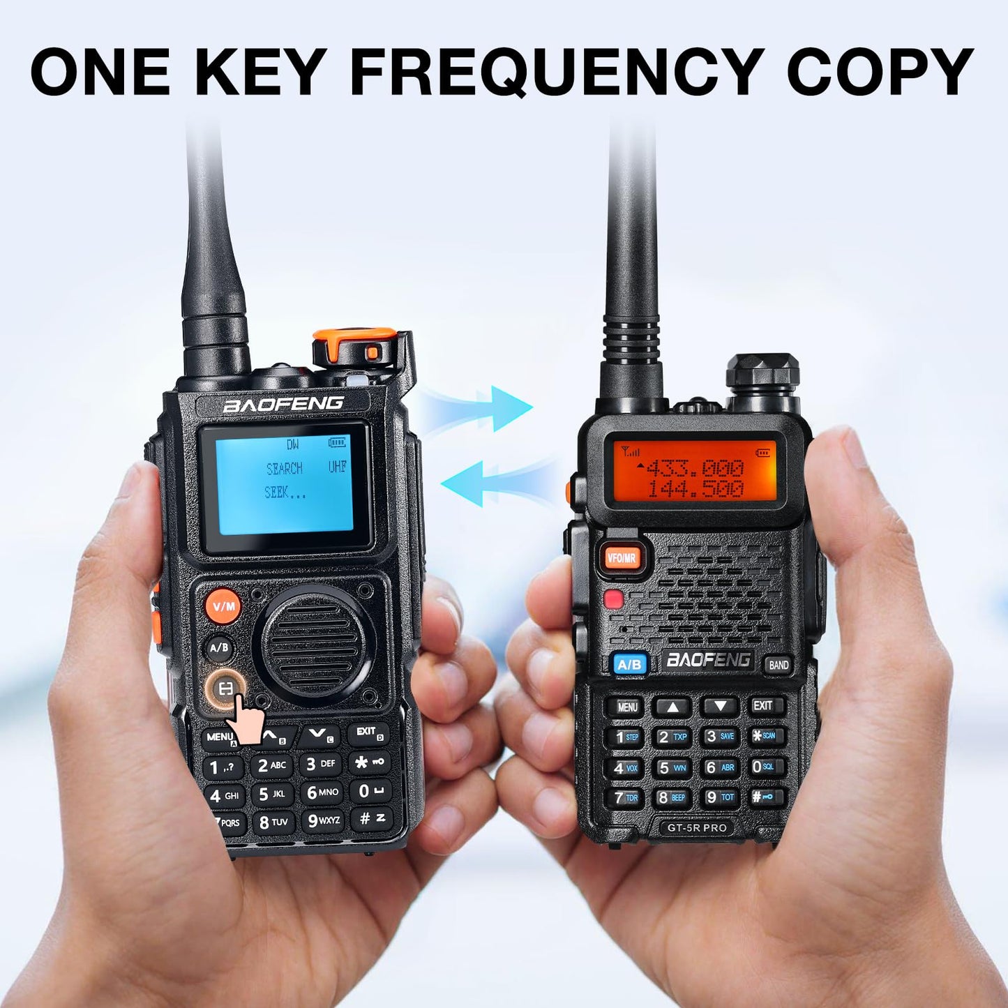 BAOFENG K6 Tres Bandas Walkie Talkie, Radio Amateur 6 W, Multibanda UHF/VHF/FM/Air, batería de 2600 mAh, Carga USB-C, 999 Canales, Copia de frecuencia inalámbrica, frecuencia de repetidor inverso