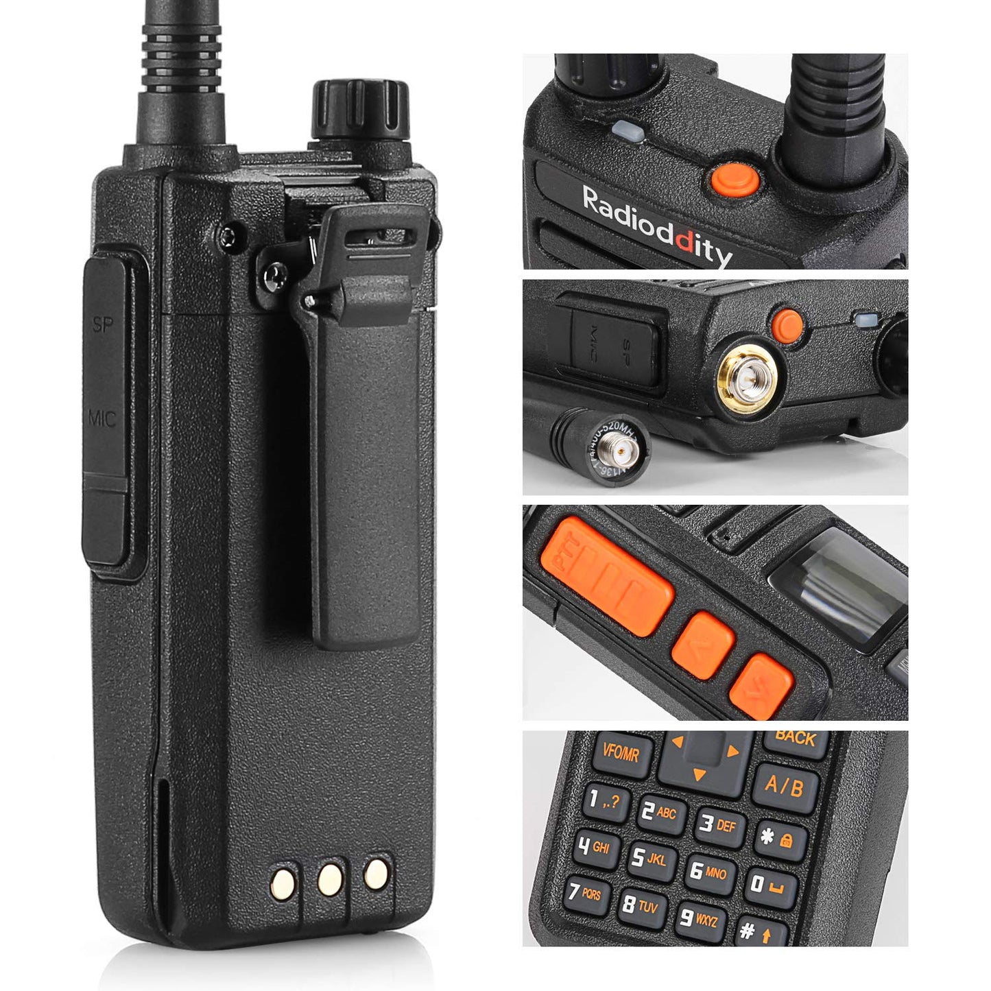 Radioddity GA-510 Walkie Talkie VHF UHF 10W Radio portátil Potencia de transmisión 10KM Alcance Radioaficionado 2m/70cm con Auricular, 2 2200mAh Pilas, Cable de programacióndos, Negro