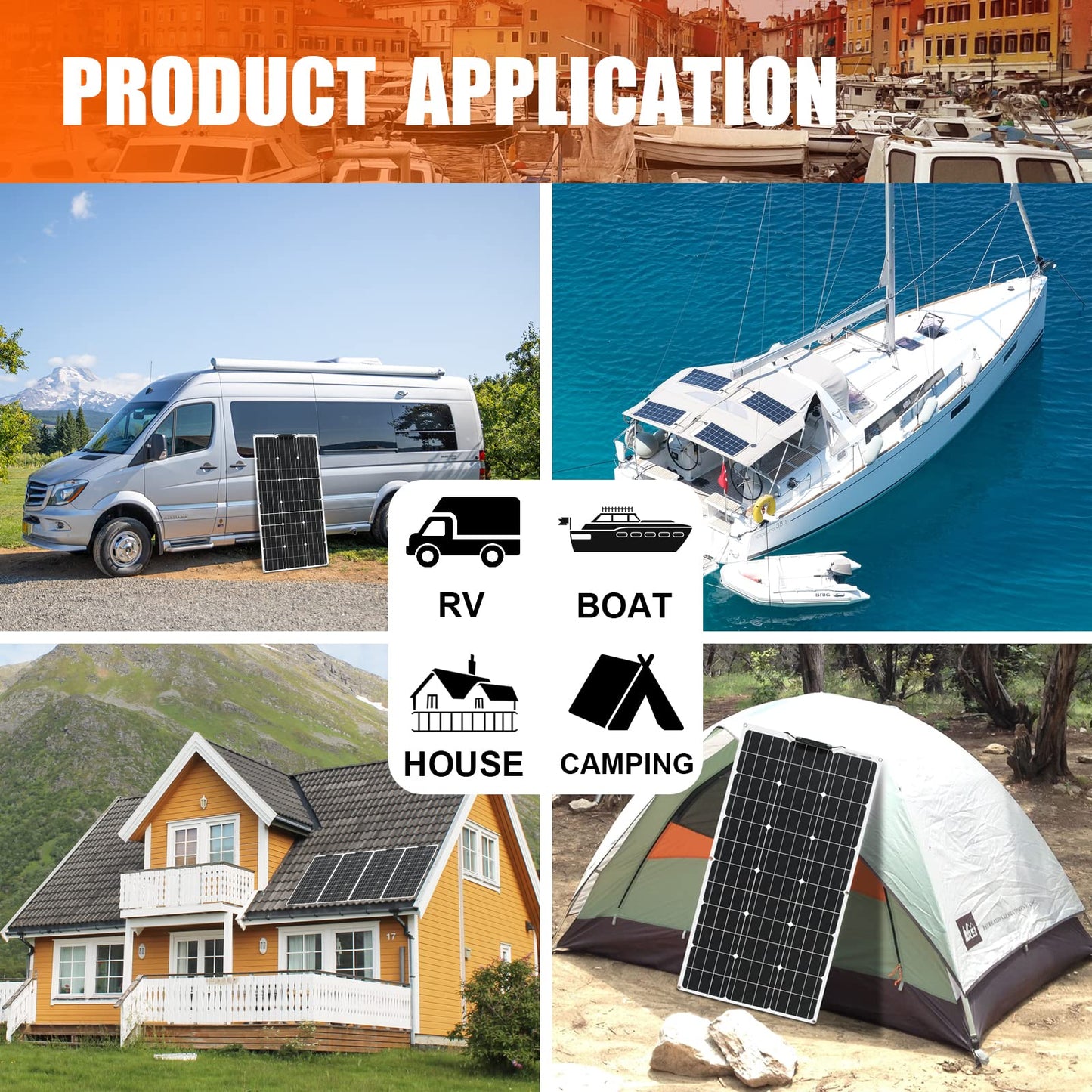 100W Flexible Solar Panel Kit Sistema 18V Monocristalino Fotovoltaico Módulo Solar Controlador 18V 10A, para cargar baterías de 12V: vehículos recreativos, caravanas, barcos, techos