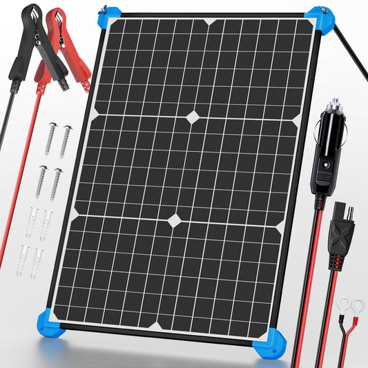 Panel solar POWOXI de 30 W, cargador de batería solar de 12 V, kit de mantenimiento de paneles solares a prueba de agua, baterías de 12 V, paneles solares de 30 W para RV, barco, automóvil