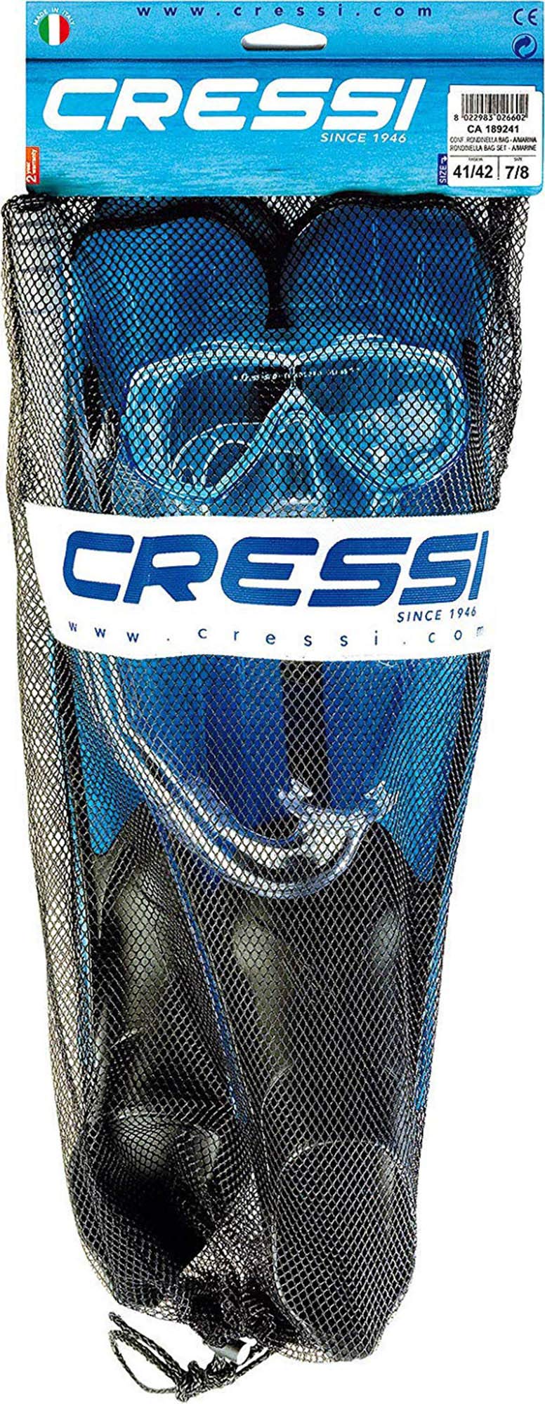 Cressi Rondinella Bag Set - Juego de snorkel, color turquesa, talla 39/40