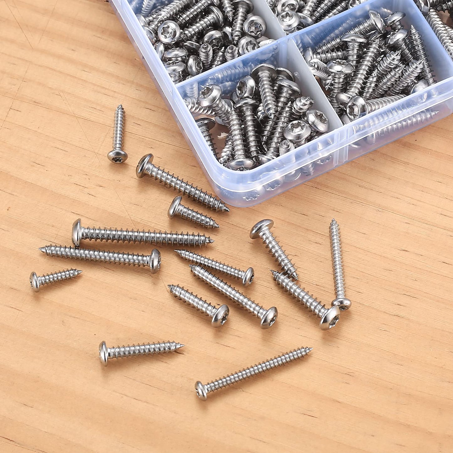 405 Piezas Tornillos de Cabeza Torx, Tornillos de Cabeza Plana Redonda, Tornillos de Madera Autoperforantes, M3/M3.5/M4 Tornillos Autorroscantes de Acero Inoxidable, con 3 x Puntas