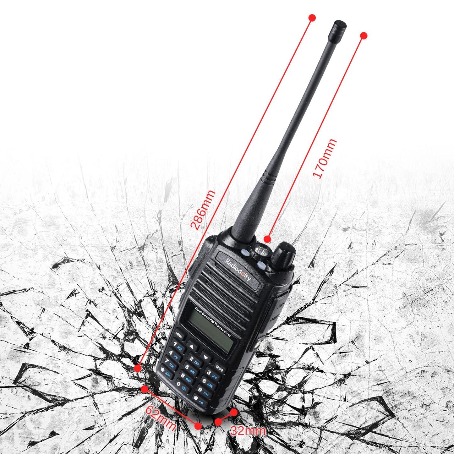 Walkie Walkie de Doble Banda GT-82, VHF UHF Radio de Mano de Largo Alcance, Licencia requerida Radio de Dos vías con 2000mAh Batería Recargable, PTT Dual, 128 Canales, VOX (Negro)