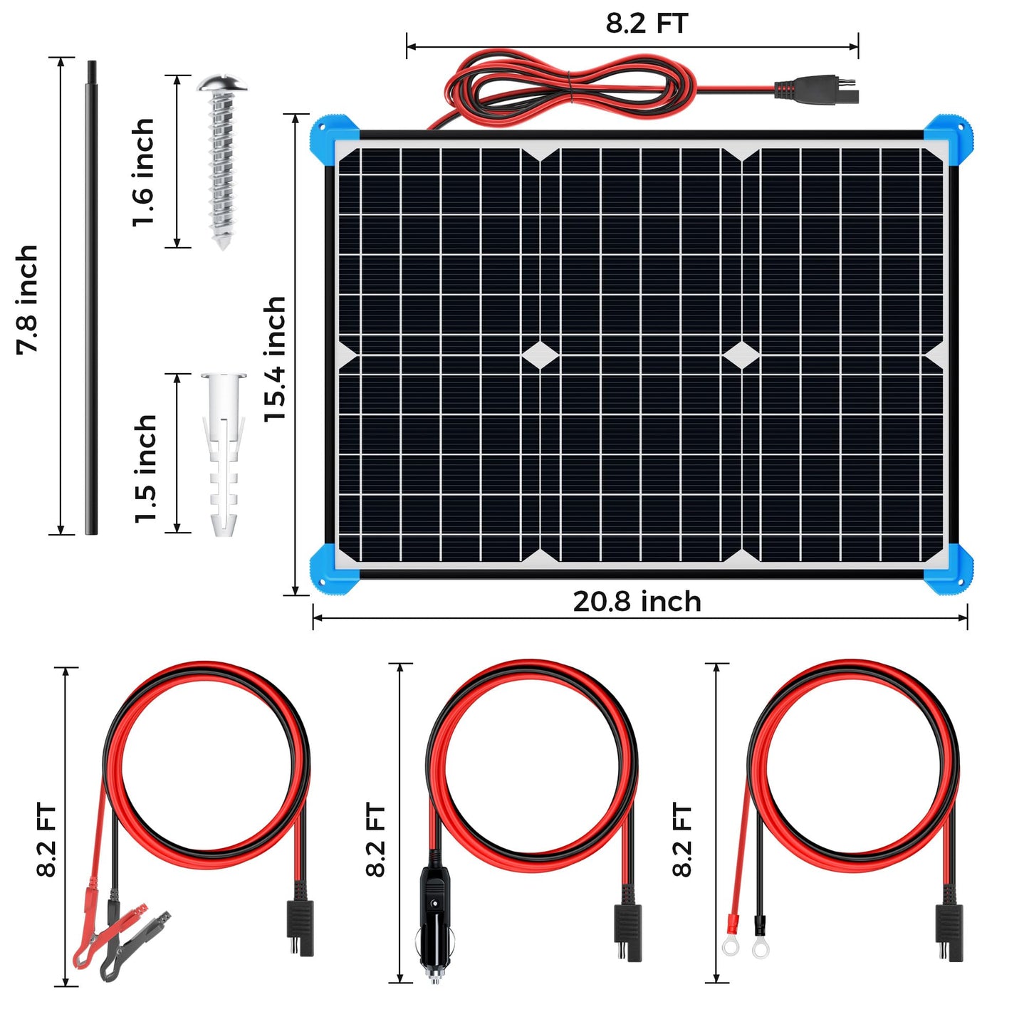 Panel solar POWOXI de 30 W, cargador de batería solar de 12 V, kit de mantenimiento de paneles solares a prueba de agua, baterías de 12 V, paneles solares de 30 W para RV, barco, automóvil