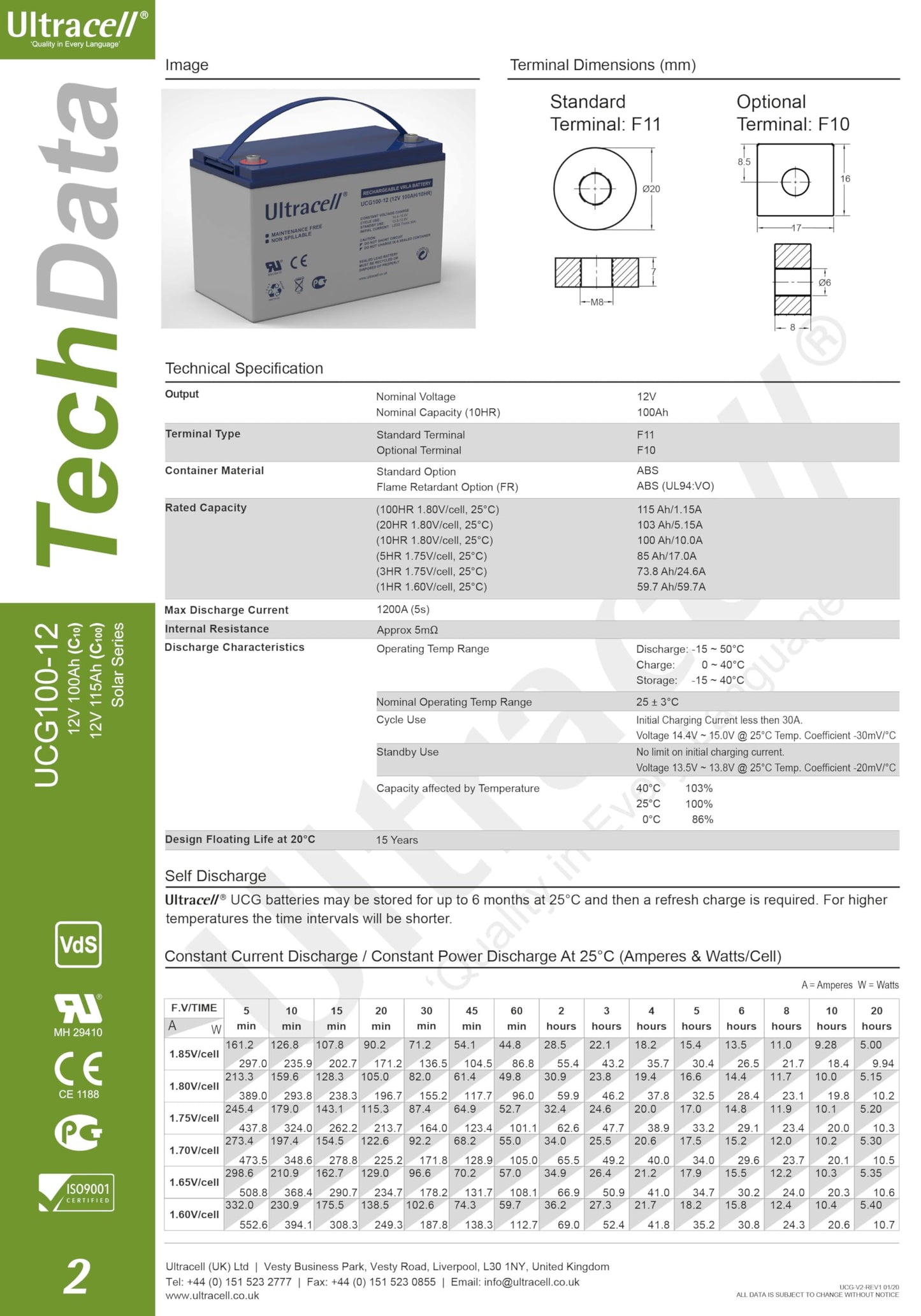 Batería Gel 12V para Autocaravana Ciclo Profundo 100Ah (115Ah) a 10h (100h) energía Solar