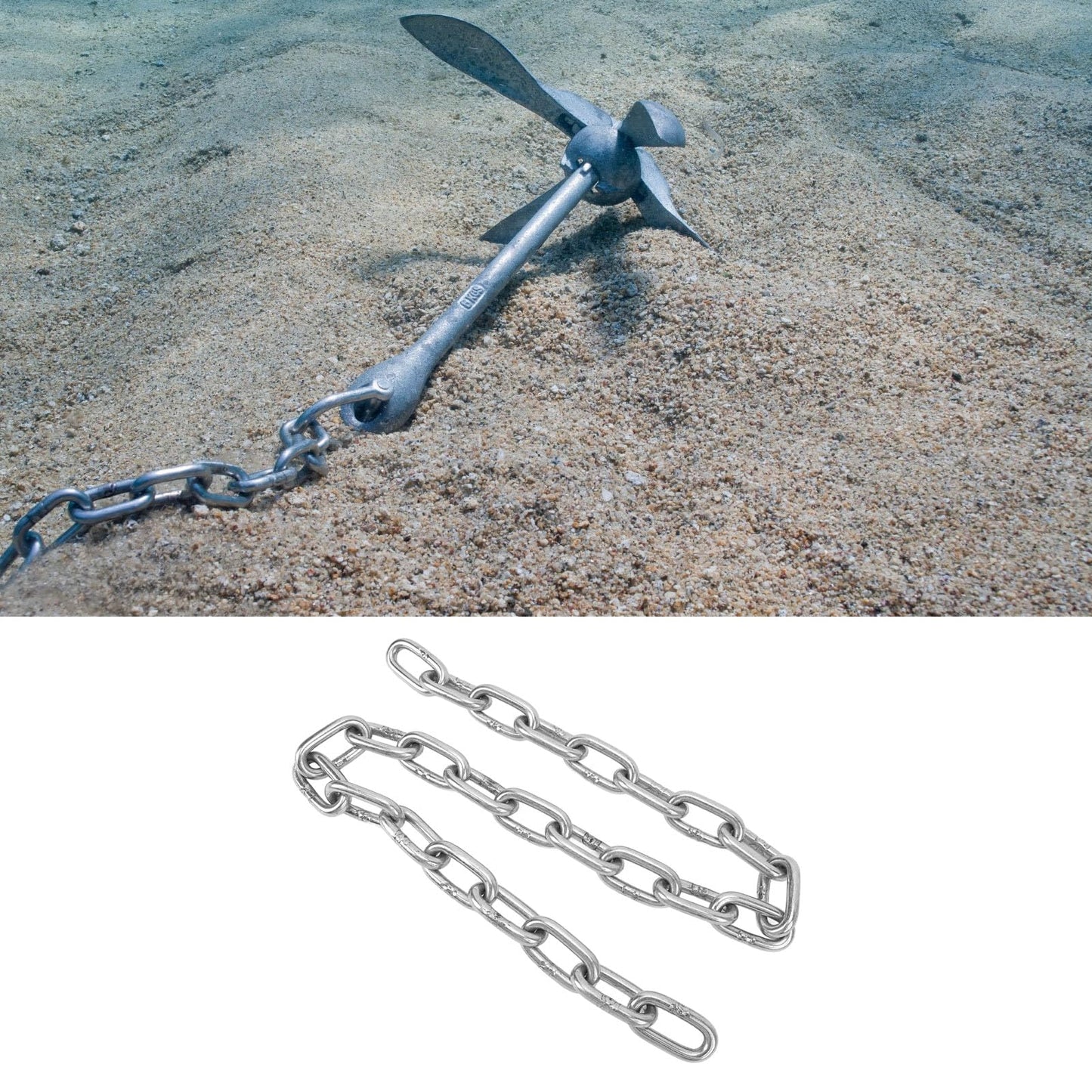 Asixxsix Cadena de Ancla para Barcos de Acero Inoxidable, Fijación Segura Resistente, Cadena de Ancla Marina Versátil con Instalación Sencilla, Cadena de Seguridad para Barcos, Yates