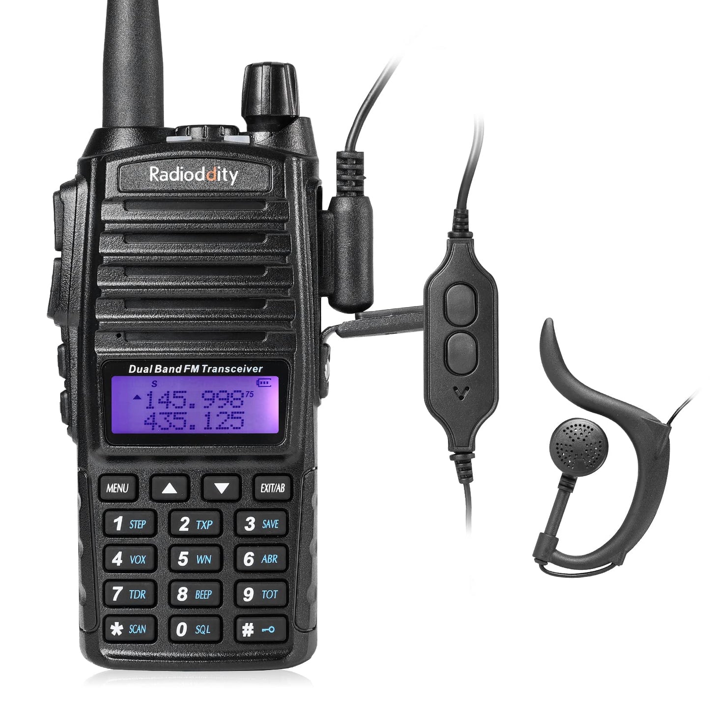 Walkie Walkie de Doble Banda GT-82, VHF UHF Radio de Mano de Largo Alcance, Licencia requerida Radio de Dos vías con 2000mAh Batería Recargable, PTT Dual, 128 Canales, VOX (Negro)