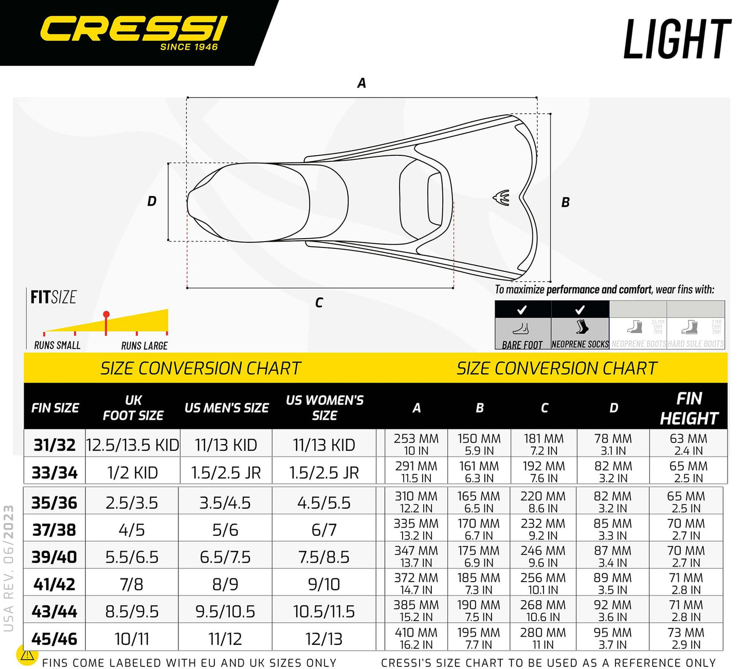 Cressi Light Aletas de natación, Unisex-Youth, Blanco, 41/42