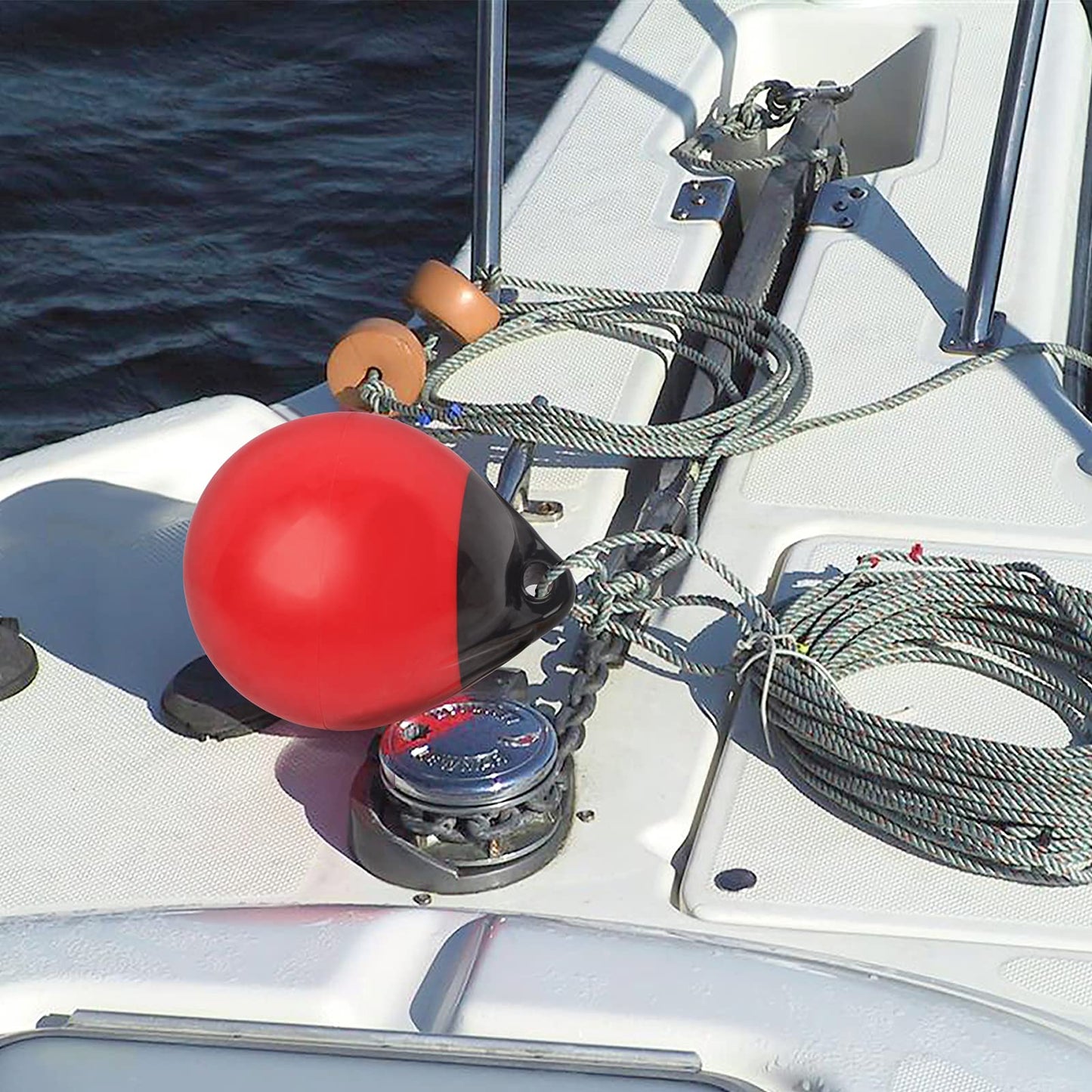 YLVERX Par de boyas de amarre de barco, inflable de vinilo de grado marino, bola redonda de pontón, parachoques de barco para atraque, flotadores de muelle, boyas marcadoras de pesca, boyas de