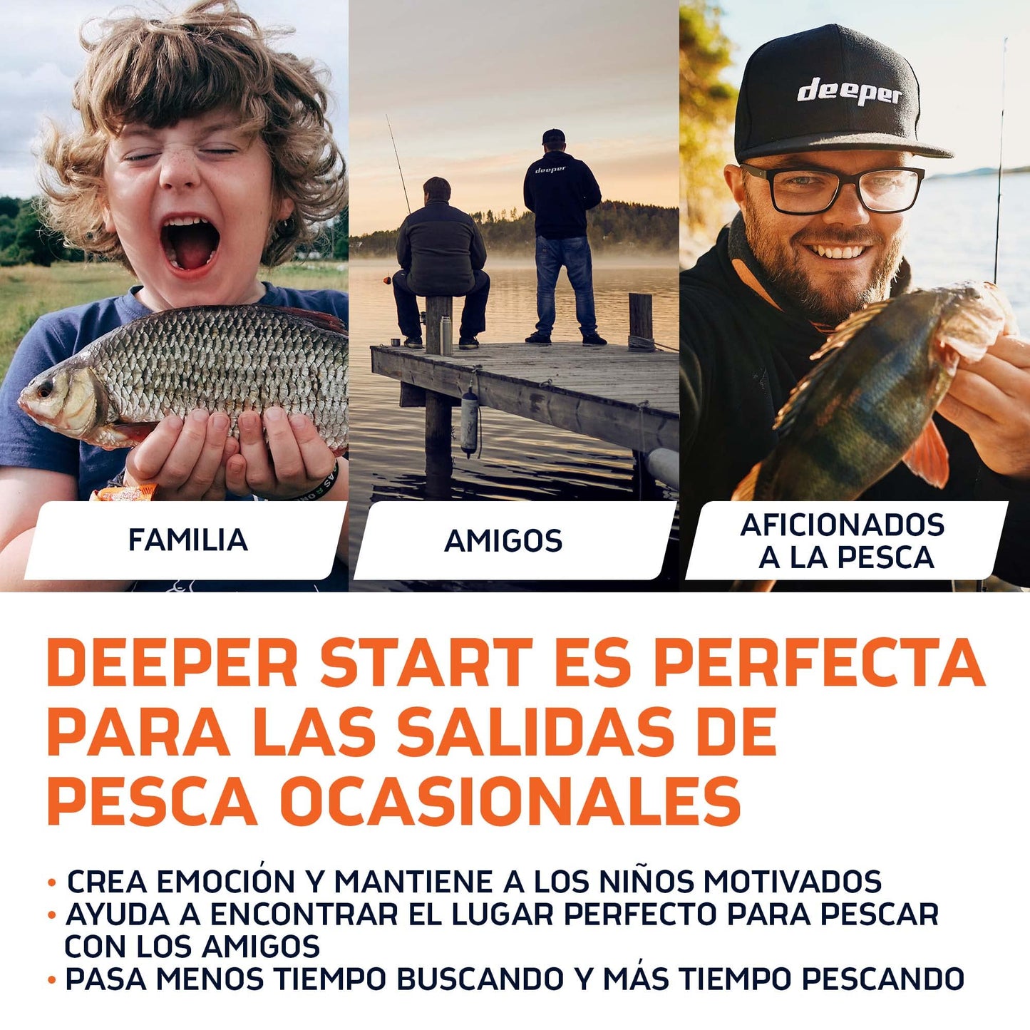 Deeper Start Sonda de Pesca - Detector Radar de Peces Portátil con WiFi. Accesorios de Pesca para Río y Carpfishing | Pesca Recreativa para Orilla