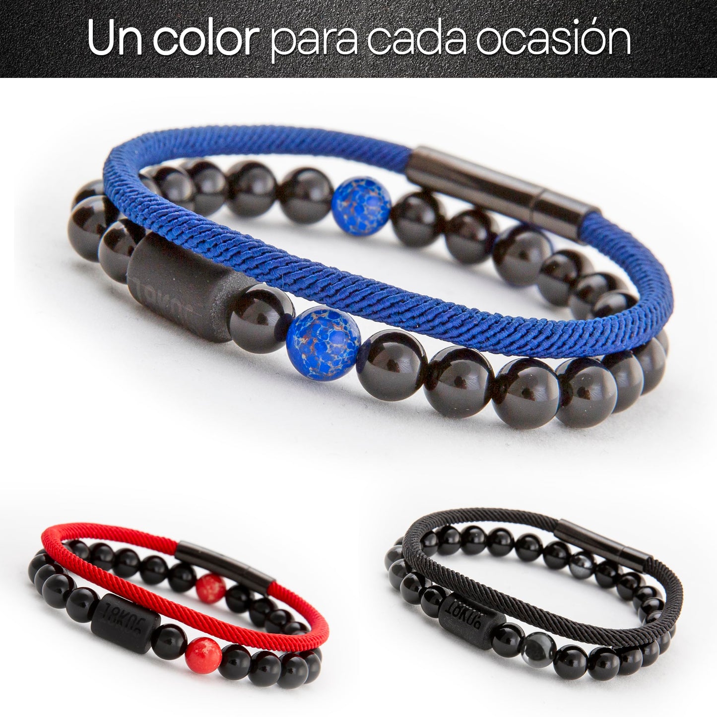 18KOra Pulseras Hombre | Regalo hombre | Piedras Naturales y Cuerda Naútica | Pulsera Hombre | Regalo Original Hombre | Regalos Hombre Navidad | Monedero PVC incluido | Productos Elegibles (Azul)