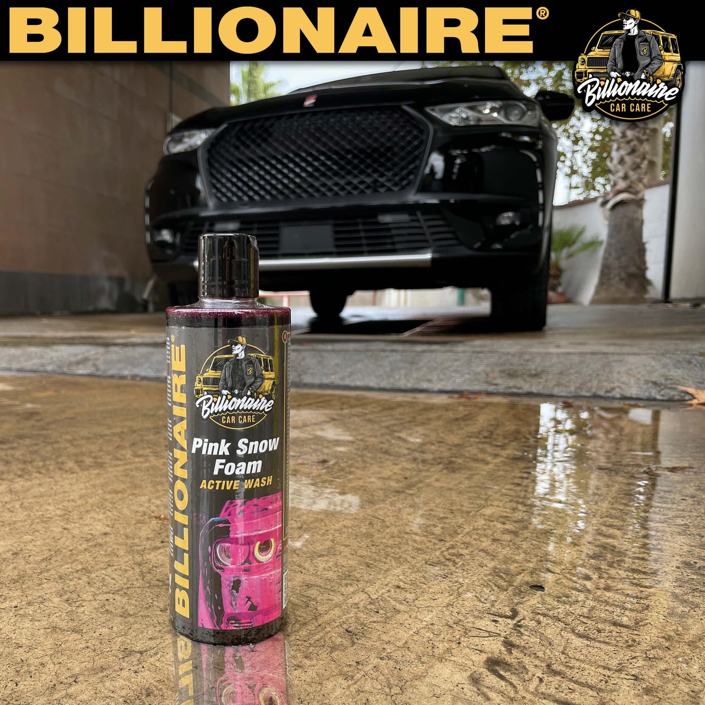 Billionaire Pink Snow Foam Active Wash Champú con Espuma Activa Rosa Alto Poder de Limpieza para el Cuidado del Coche Efecto Nieve y no Mancha Aroma a Frutos del Bosque 500ml