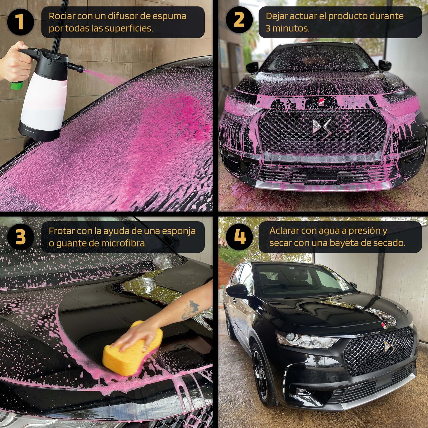 Billionaire Pink Snow Foam Active Wash Champú con Espuma Activa Rosa Alto Poder de Limpieza para el Cuidado del Coche Efecto Nieve y no Mancha Aroma a Frutos del Bosque 500ml