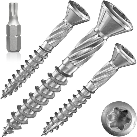 INNONEXXT Tornillos para terraza Muesca de corte Torx | C1-5,0x40mm - 200 piezas | Tornillos para tarimas de acero inoxidable de primera calidad con recubrimiento deslizante, tornillo tarima madera