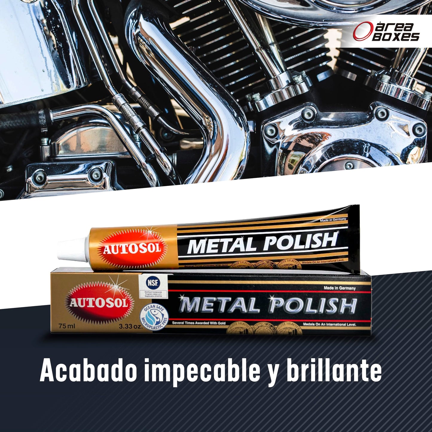 Metal Polish - Pasta De Pulir, Limpiador Y Abrillantador. Elimina El Oxido Y Otros Contaminantes De Todos Los Metales. (Acero, Cromo, Laton, Cobre, Plata, Aluminio, Etc) Limpia Joyas Y Monedas. (1)