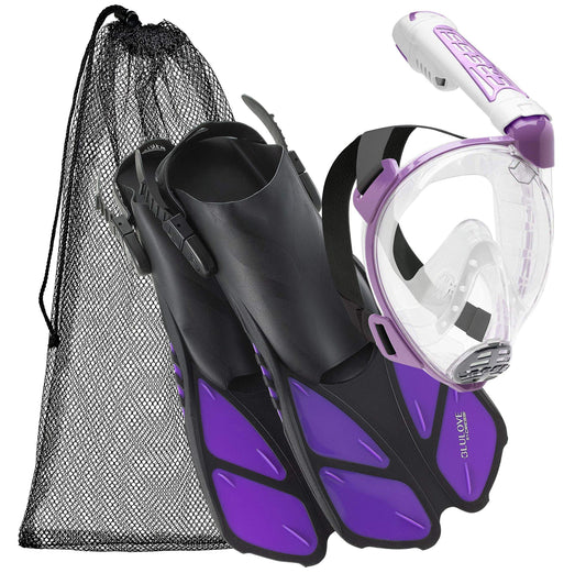 Cressi Máscara de Snorkel de Cara Completa de la colección Italiana con Sistema de norkel Superior de Secado Latest, con Set de Snorkel Aleta autoajustable para Viajes